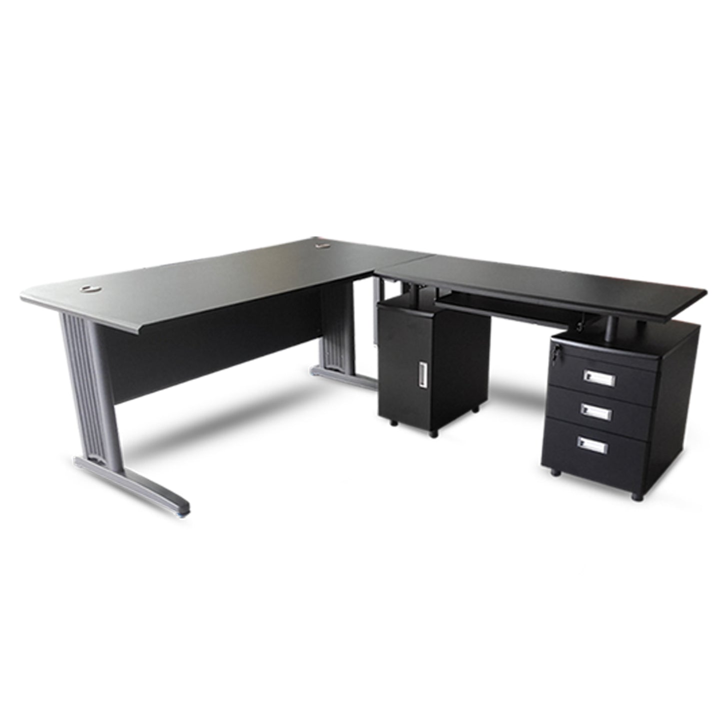 ESCRITORIO LIVORNO 1.6X2.0X0.72 C/PTEC Y BUCK  2GAV MDF NEGR