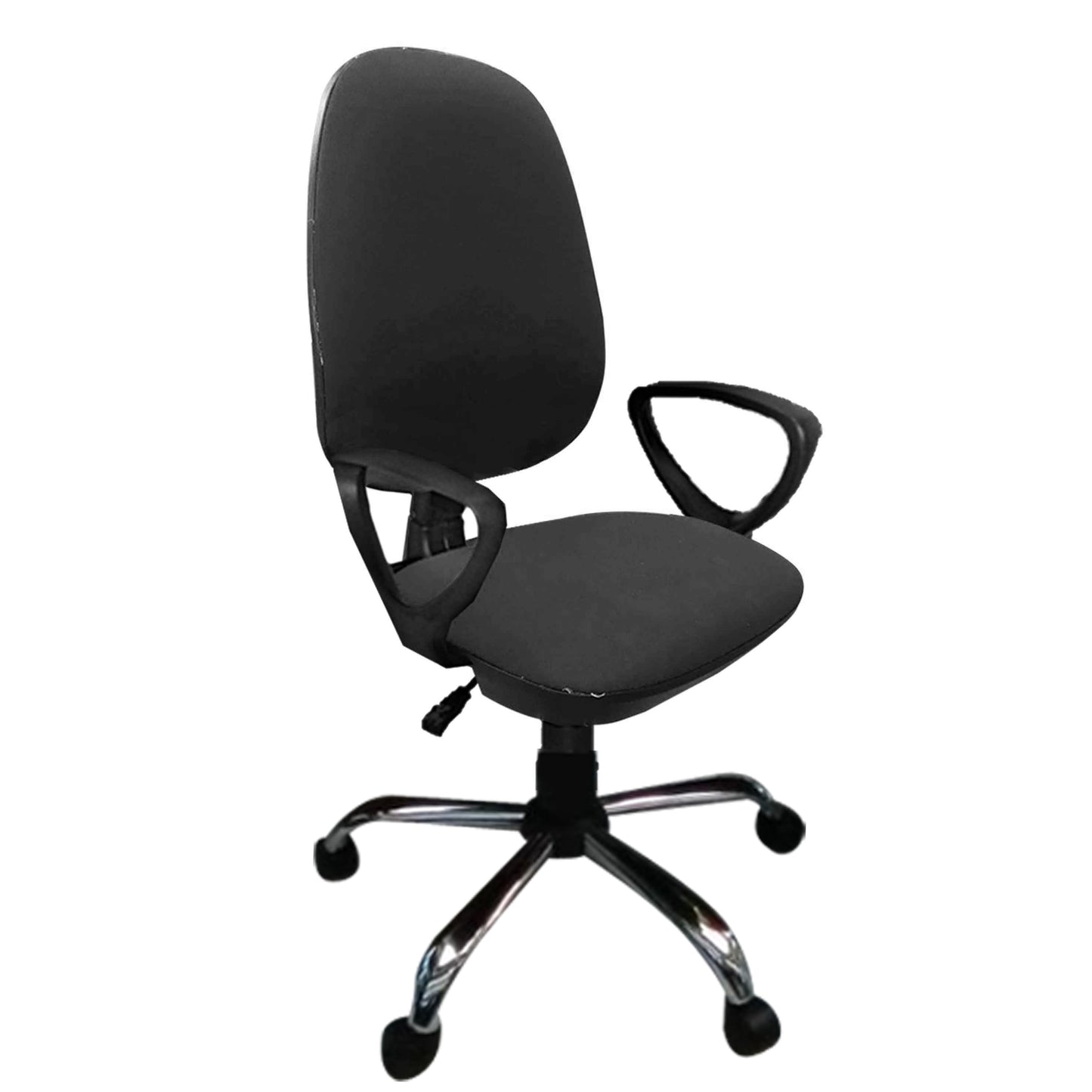 Silla Bombay negra con base cromada, silla de oficina