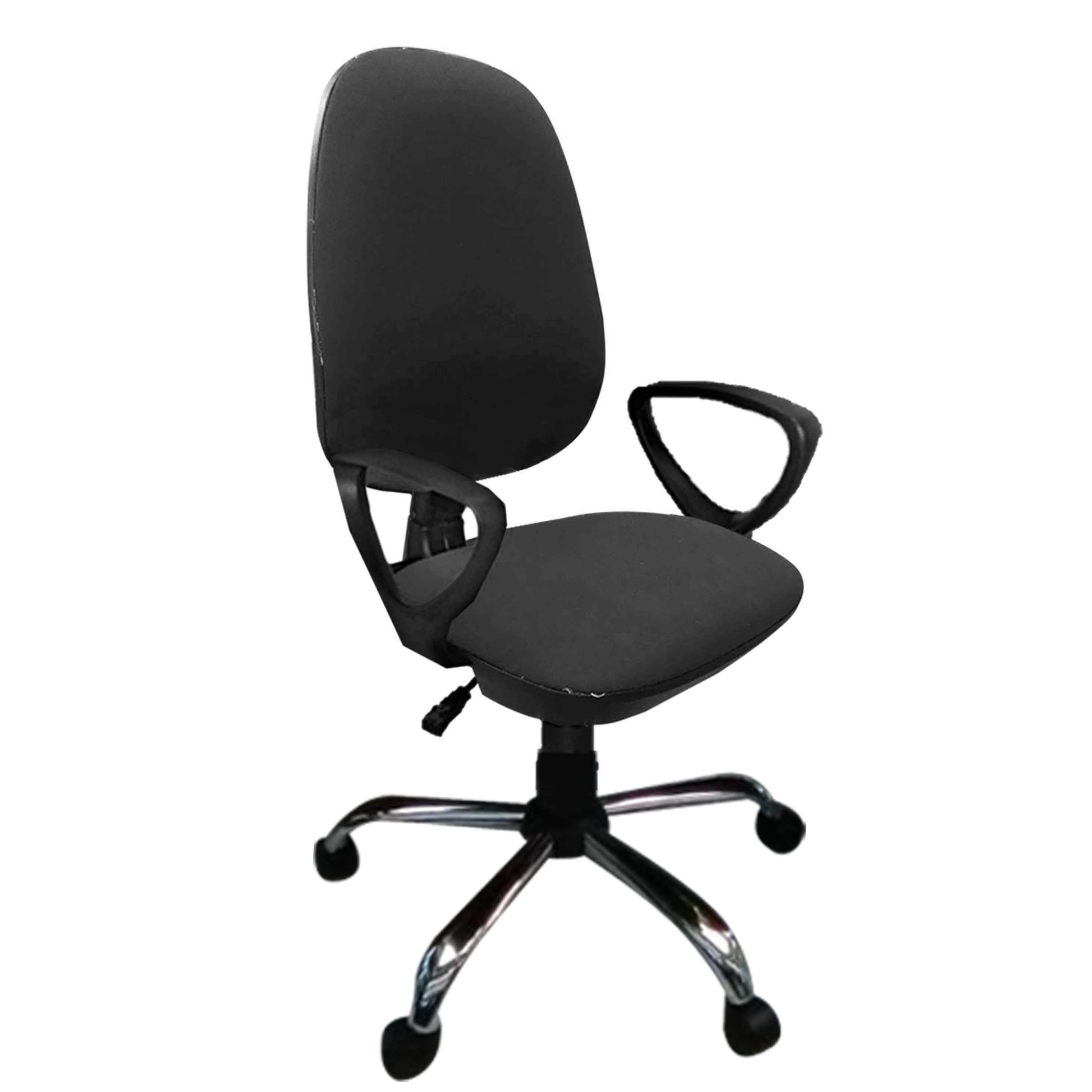 Silla Bombay negra con base cromada, silla de oficina