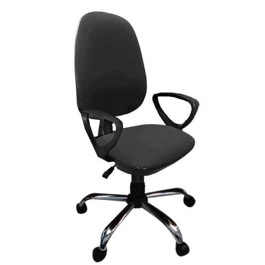 Silla Bombay negra con base cromada, silla de oficina
