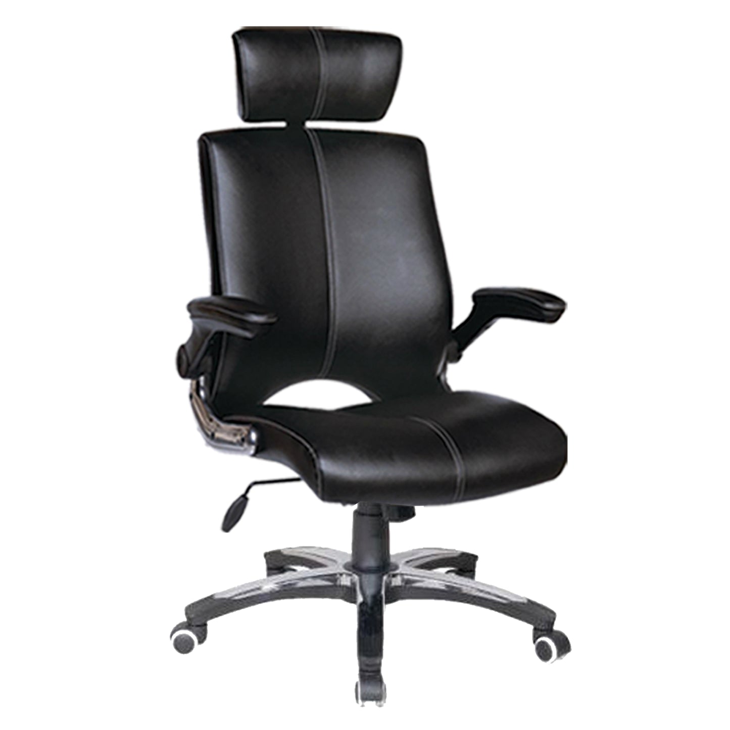 Silla Vercelli alta en cuero negro, silla ejecutiva de respaldo alto